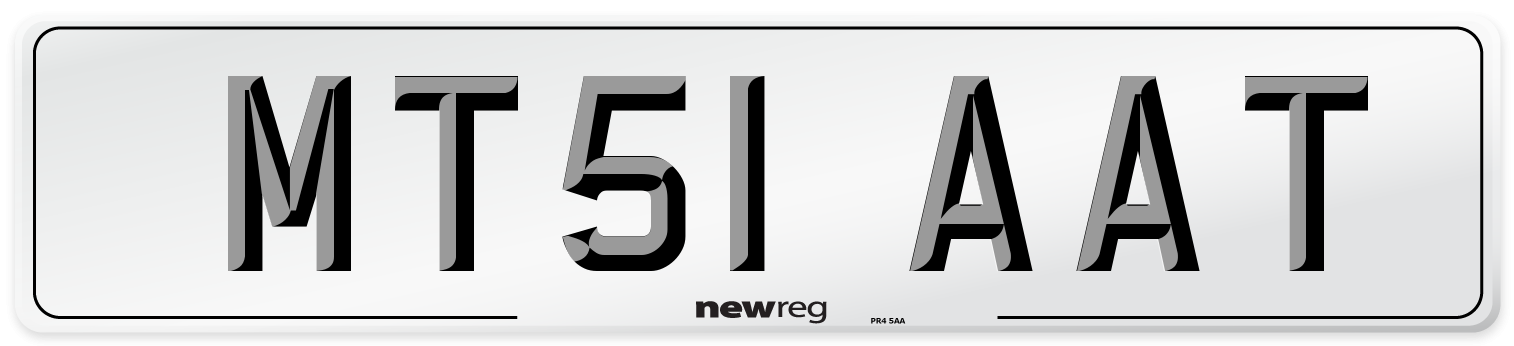 MT51 AAT Number Plate from New Reg
